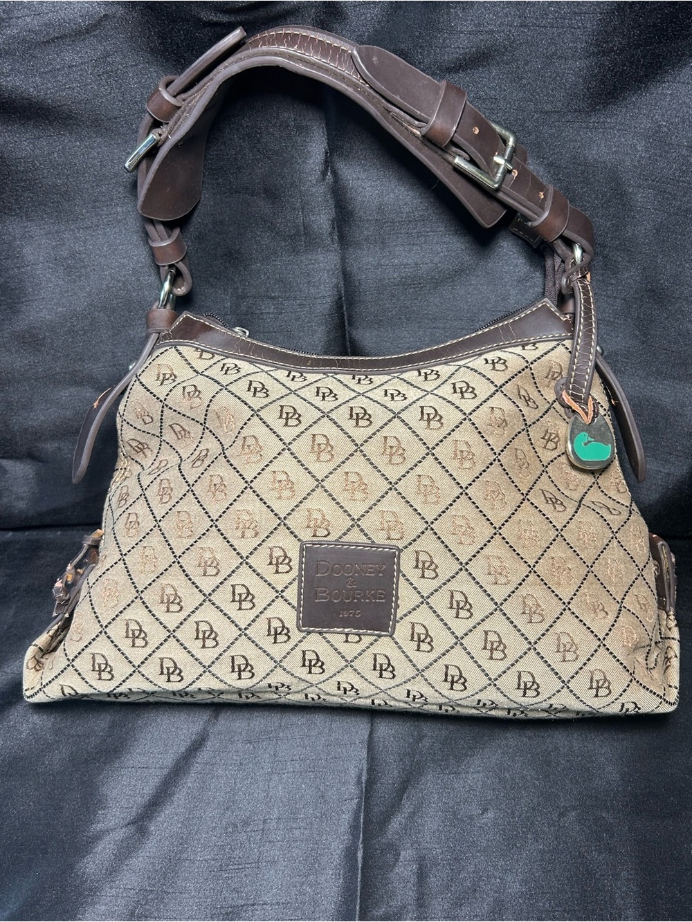 VTG. Dooney & Bourke Brown Logo Hobo Bag